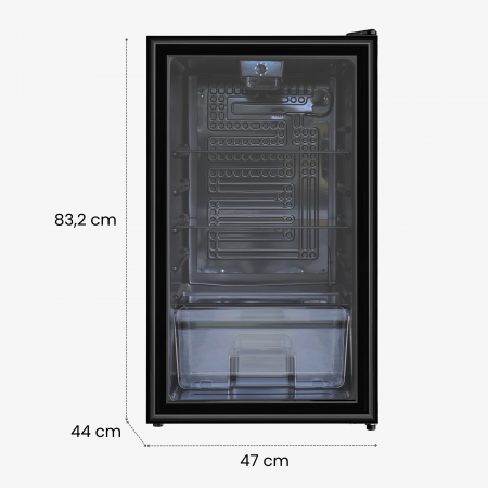 STARCREST Refrigerated Display Case SBC-9202BK, 93 L, Temperature Control, Glass Door, Height 83.2 cm, Black [5]