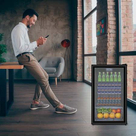 STARCREST Refrigerated Display Case SBC-9202BK, 93 L, Temperature Control, Glass Door, Height 83.2 cm, Black [4]