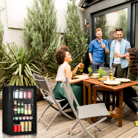 STARCREST Refrigerated Display Case SBC-9901BKE, 93 L, Adjustable Thermostat, LED Lighting, Glass Door, Height 84.5 cm, Black [8]