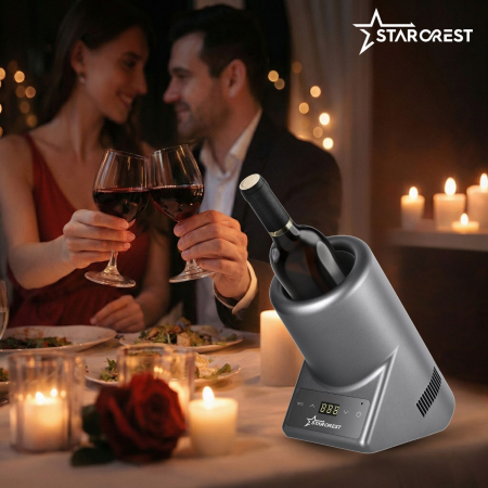 STARCREST SWN-1BT-RSV Wine cooler, Capacity 1 bottle, Adjustable temperature 5–15°C, LED display, Touch control, Gray [6]