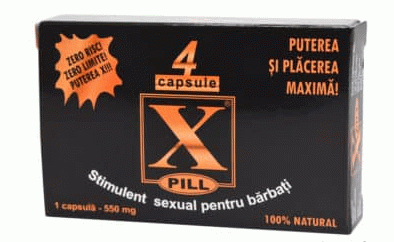 Produse Sanatate Sexuala - Capsula pentru erectie puternica X-PILL, 550 mg, cutie 4 buc