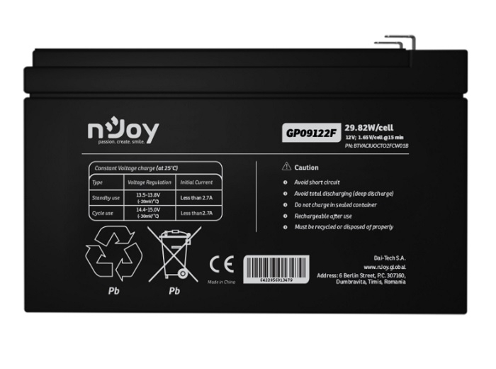 ACUMULATOR UPS, 12V, F2 (T2), PB-ACID AGM [2]