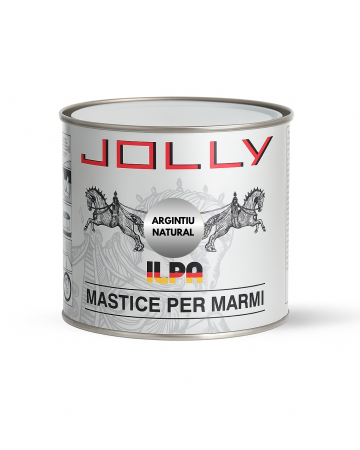Mastic pentru lipire si restaurare - Adeziv Mastic Argintiu Metalic Pentru Marmura, Granit, Travertin si Piatra Naturala – Ilpa Jolly Metallico Argento 1KG cu Catalizator