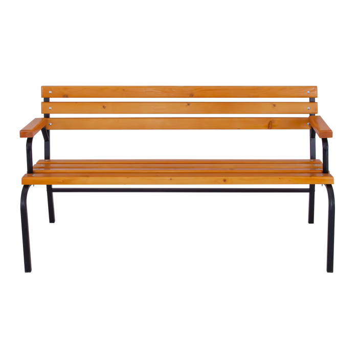 Bancă exterior 162 cm cu spătar și cotiere LAVANDĂ | Metal și lemn [3]