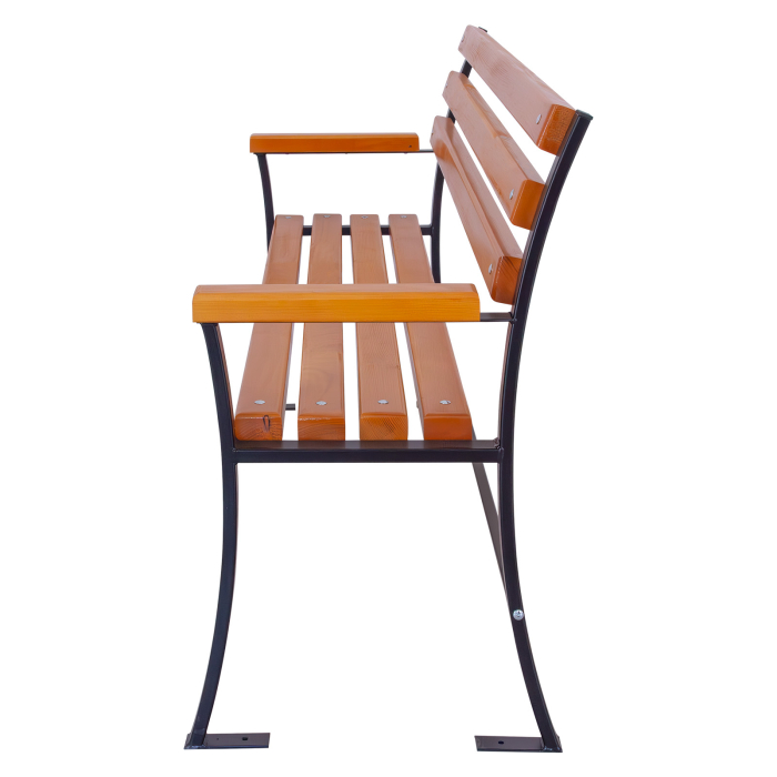 Bancă exterior 160 cm cu spătar și cotiere GAROFIȚA | Lemn fag + metal [4]