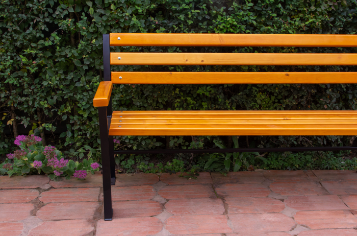 Bancă exterior 160 cm cu spătar și cotiere GAROFIȚA | Lemn fag + metal [8]