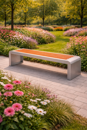 Bancă modernă 150 cm URBANIA | Aluminiu și WPC, design minimalist [4]
