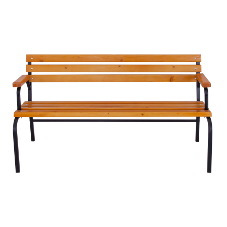 Bancă exterior 162 cm cu spătar și cotiere LAVANDĂ | Metal și lemn [2]