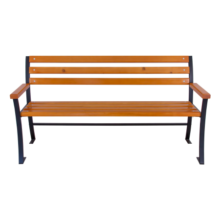 Bancă exterior 160 cm cu spătar și cotiere GAROFIȚA | Lemn fag + metal [2]