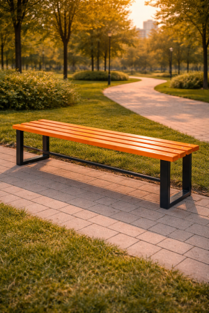 Bancă exterior fără spătar 120 cm IRIS | Metal și lemn masiv [4]
