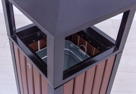 Coș gunoi exterior MAGNOLIA | Metal și WPC, cu recipient interior [2]