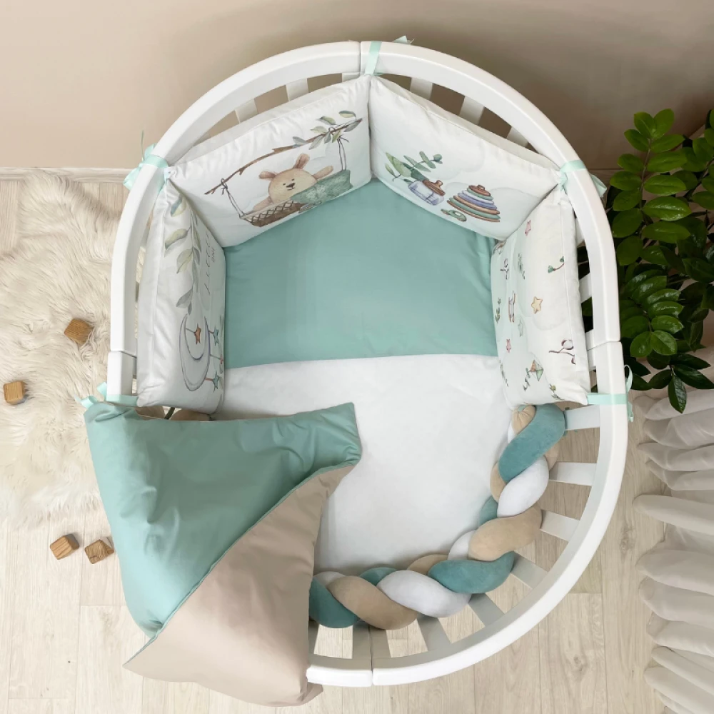 Lenjerie patut bebe 7 piese Little One menta [2]