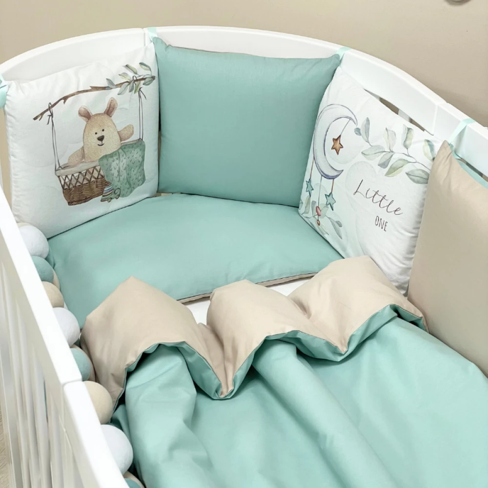 Lenjerie patut bebe 7 piese Little One menta [5]