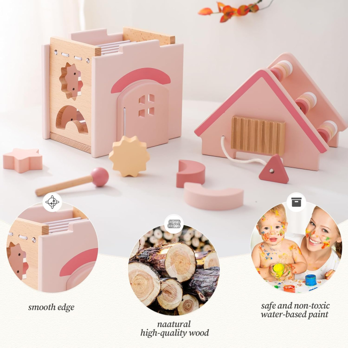 Centru activitati casuta roz -tip Montessori 5in1 [3]