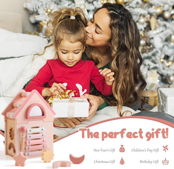 Centru activitati casuta roz -tip Montessori 5in1 [4]