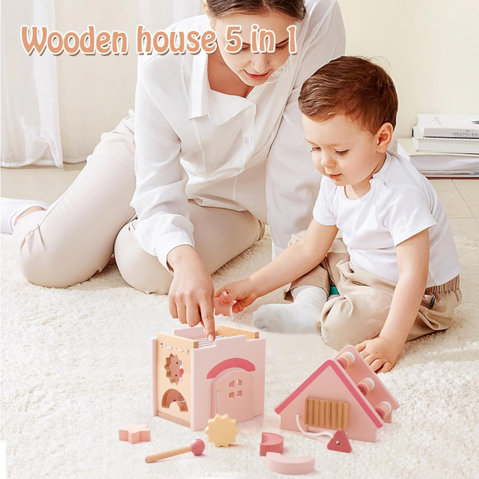 Centru activitati casuta roz -tip Montessori 5in1 [5]