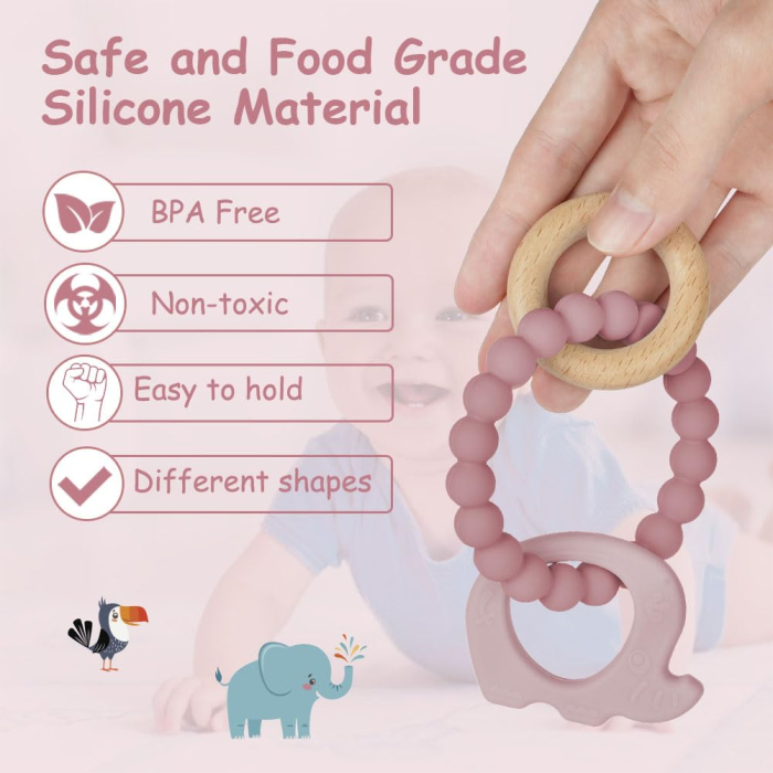 Inel dentitie colier roz [2]