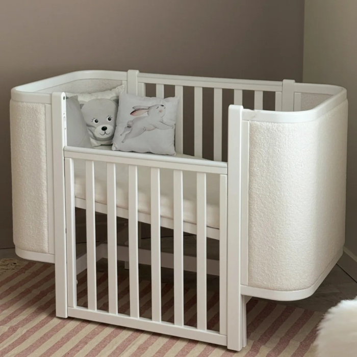 Patut bebe tapitat bucle co-sleeping Linn 120 × 60 cm – Alb [4]