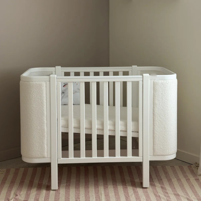 Patut bebe tapitat bucle co-sleeping Linn 120 × 60 cm – Alb [3]