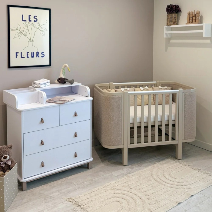 Patut bebe tapitat bucle co-sleeping Linn 120 × 60 cm – Cappuccino [2]