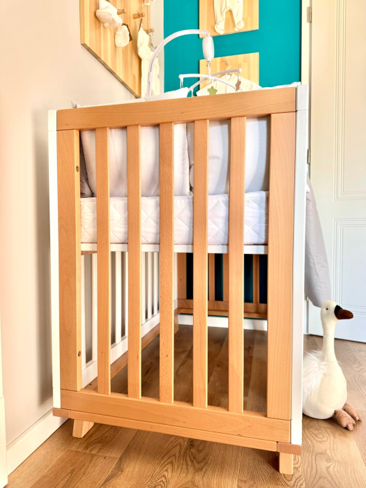 Patut bebelusi lemn Luna- alb-natur [2]