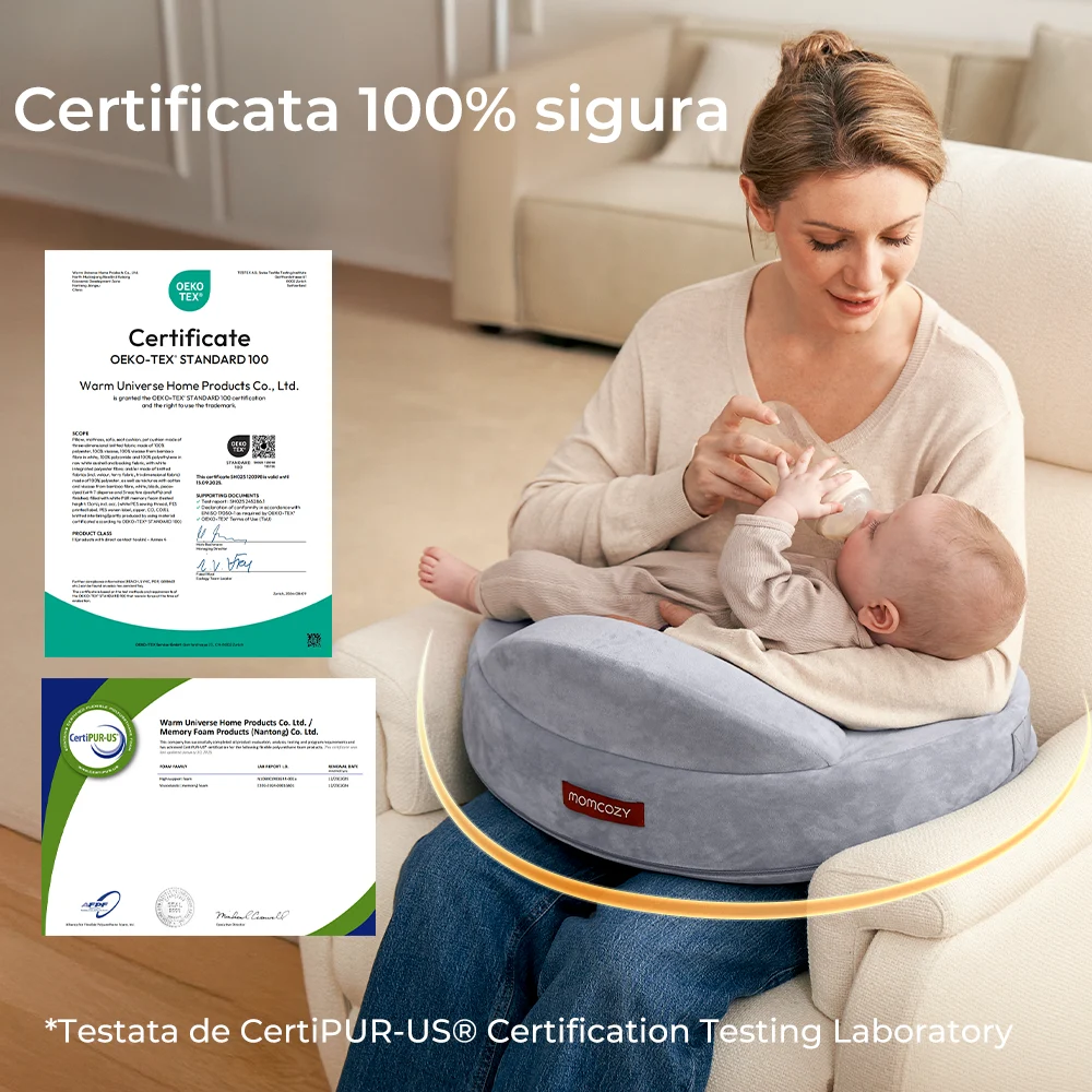 Perna alaptare Momcozy Exclusive din spuma cu memorie Grey [3]