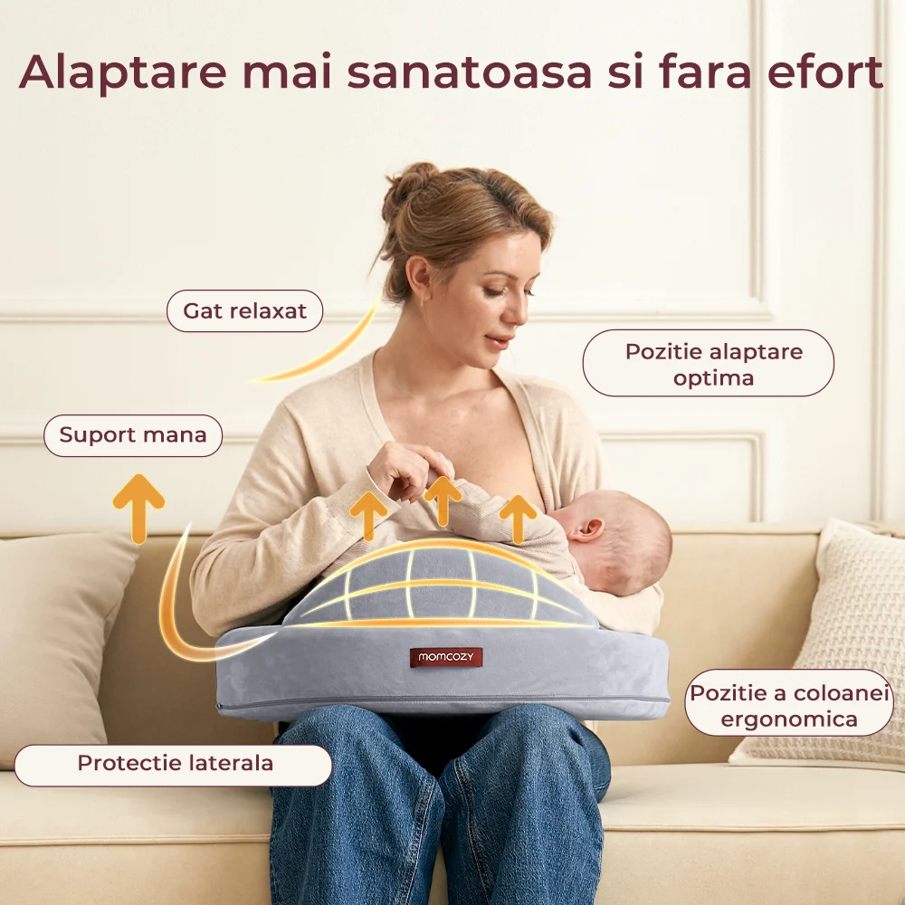 Perna alaptare Momcozy Exclusive din spuma cu memorie Grey [4]