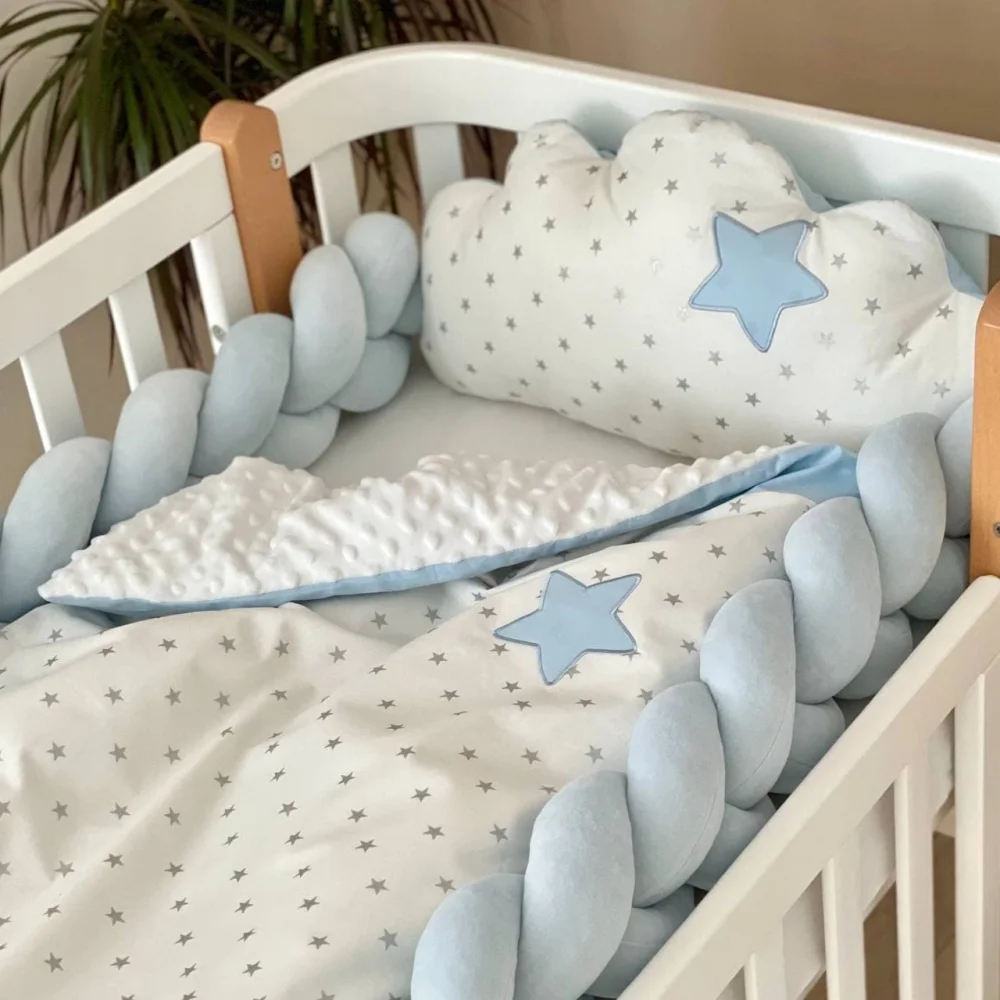 Set lenjerie patut bebe 8 piese Norisori albastri [2]