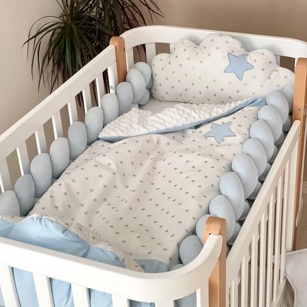 Set lenjerie patut bebe 8 piese Norisori albastri [6]