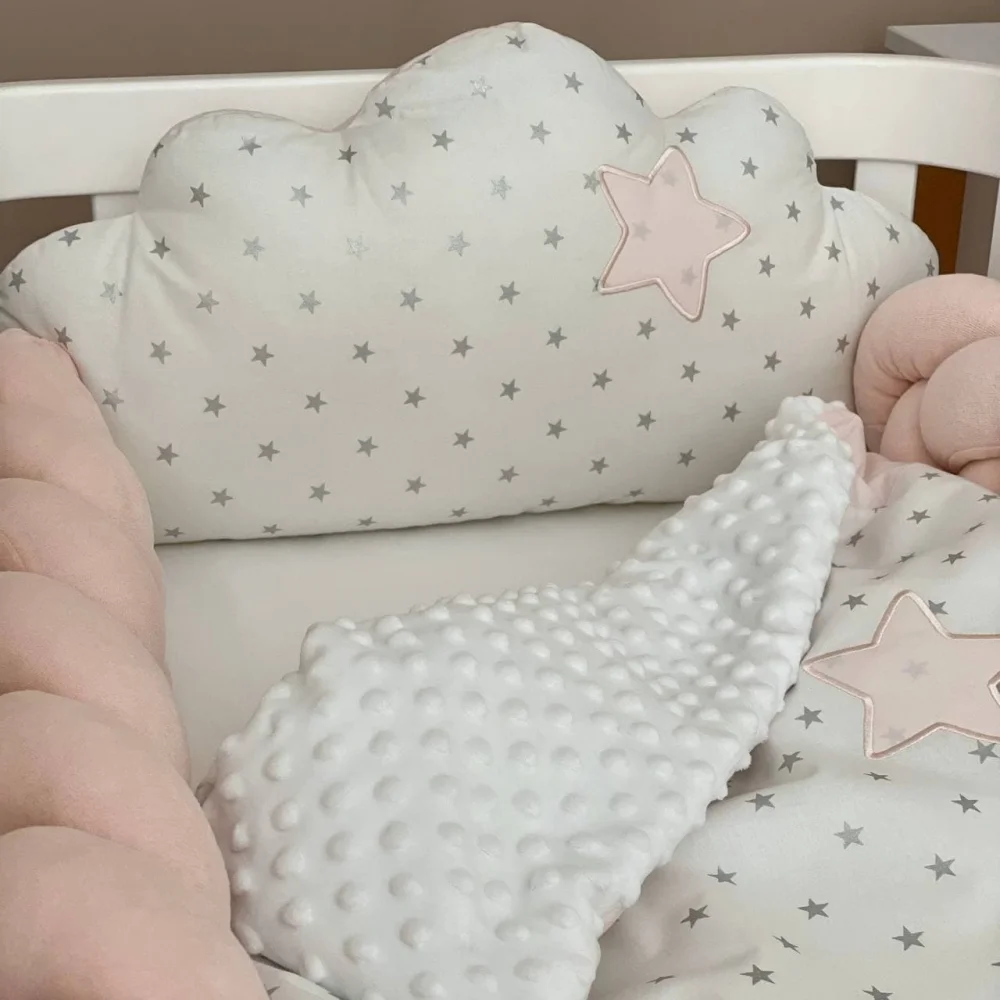 Set lenjerie patut bebe 8 piese norisori roz pudra [2]