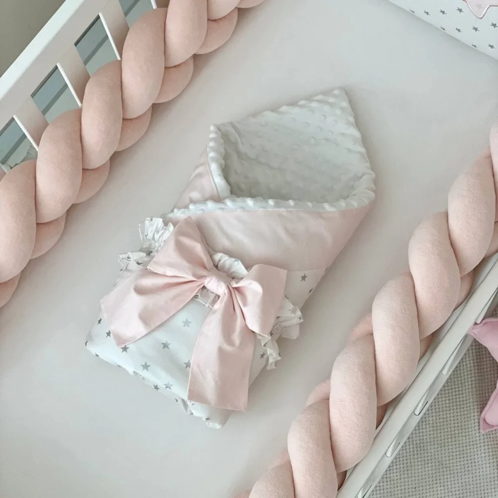 Set lenjerie patut bebe 8 piese norisori roz pudra [3]