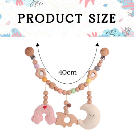 Jucării bebeluși - Lanț din lemn pentru cărucior