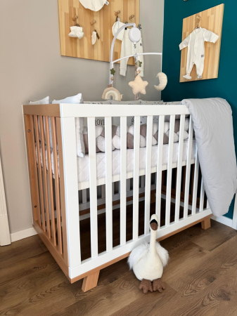 Patuturi bebelusi - Patut bebelusi lemn Luna- alb-natur