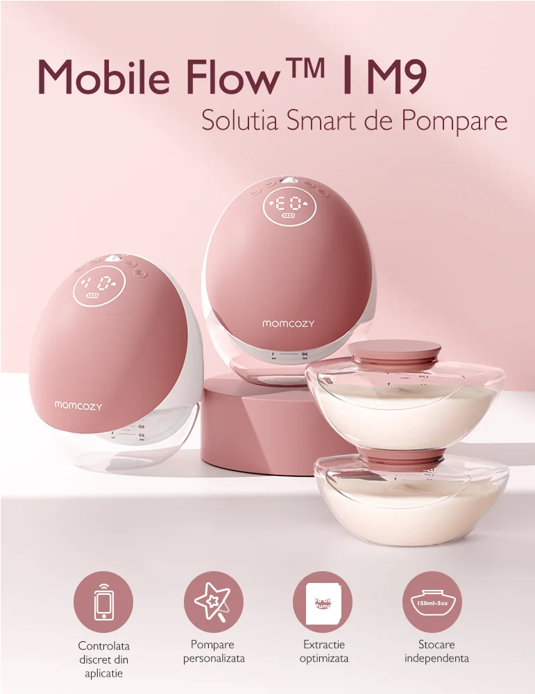Creme si produse de ingrijire pentru mami si bebe - Pompa de san Momcozy Hands-free dubla M9 Red