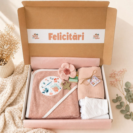 Diverse accesorii - Set Cadou Premium Nou-Născut – Blush Pink Ocean 