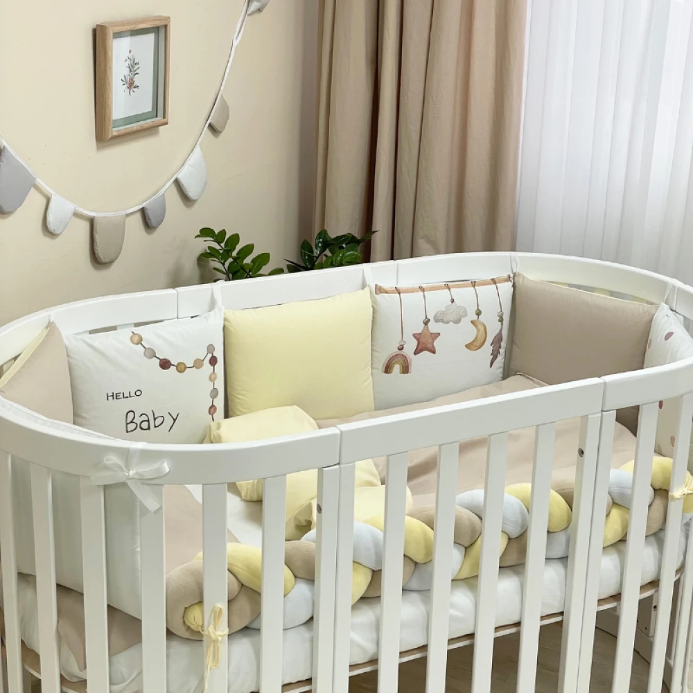 Lenjerii si protectii laterale patut - Set lenjerie patut bebe- Ursulet art design 7piese