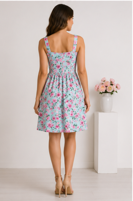 Rochie Casual Chic Florală în Nuanțe Pastelate [4]
