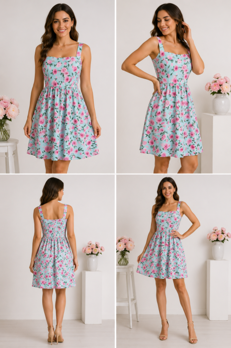 Rochie Casual Chic Florală în Nuanțe Pastelate [5]