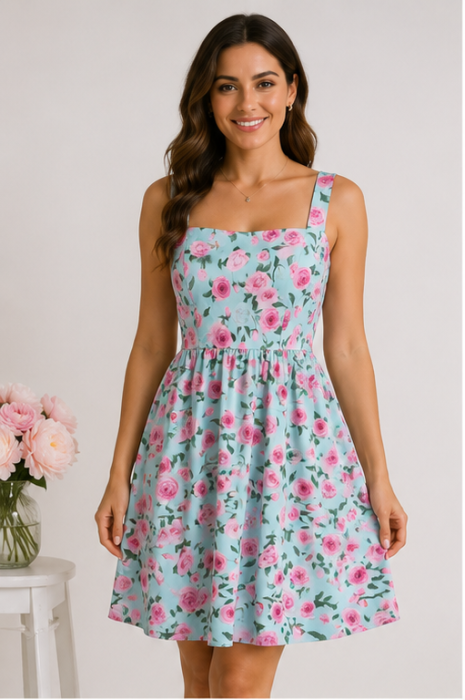 Rochie Casual Chic Florală în Nuanțe Pastelate [2]
