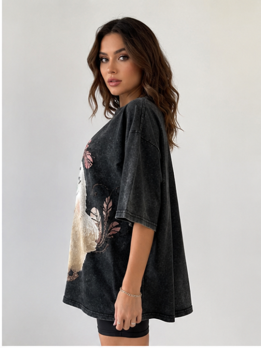 Tricou Fashion Oversize cu Imprimeu Animal Cartoon [2]