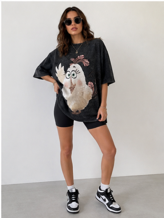 Tricou Fashion Oversize cu Imprimeu Animal Cartoon [4]