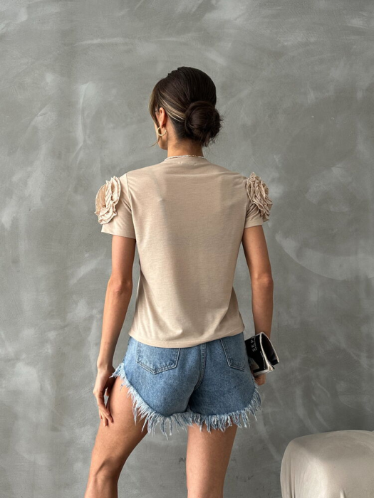 Tricou Stone cu Umeri Florali 3D [2]
