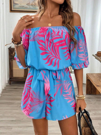 New Arrivals - Salopetă Tropical Breeze Bleu-Fucsia