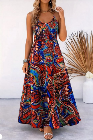 New Arrivals - Rochie Maxi Boho Multicolor „Vivid Paisley”