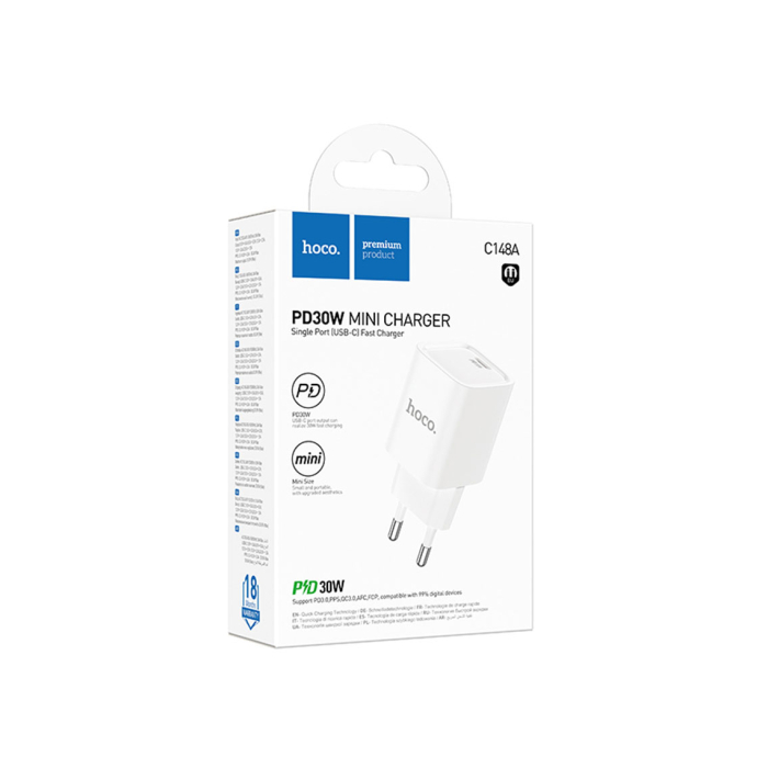 Hoco (C148A) » Incarcator Retea, PD30W, 1xUSB-C, FastCharge, WHITE [1]