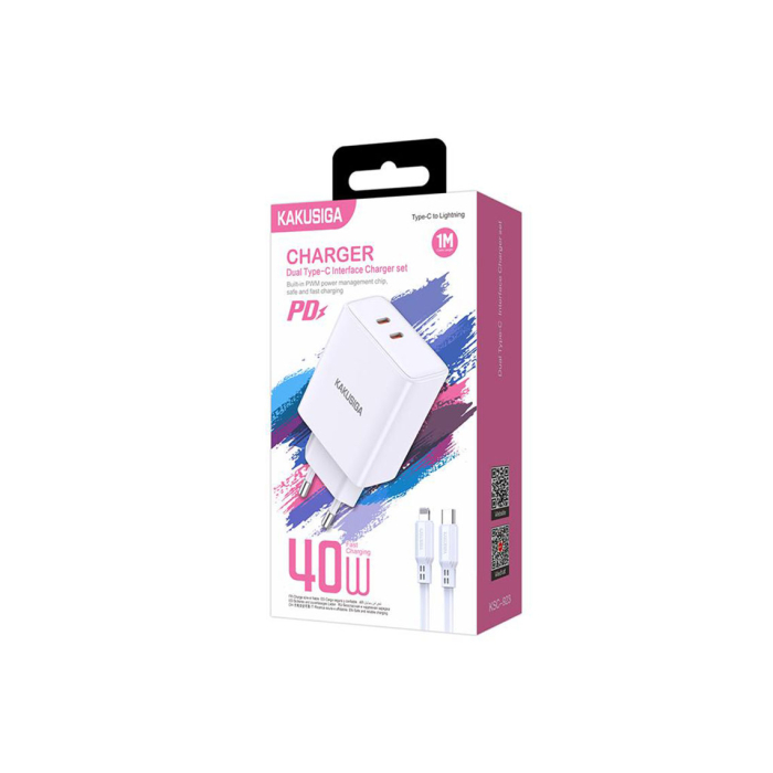 Kaku (KSC-923) - Incarcator Retea + Cablu Lightning, 40W, 2xUSB-C, PD, White EAN: 6921042129914 [1]