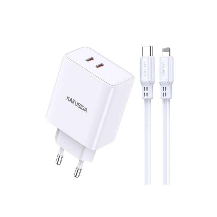 Kaku (KSC-923) - Incarcator Retea + Cablu Lightning, 40W, 2xUSB-C, PD, White EAN: 6921042129914 [2]