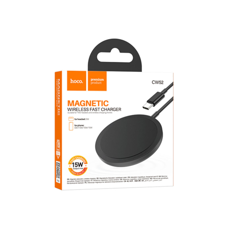 Incarcatoare - Hoco (CW52) - Incarcator Wireless, Magnetic, 15W, Qi Charging, Fast, Universal, Black