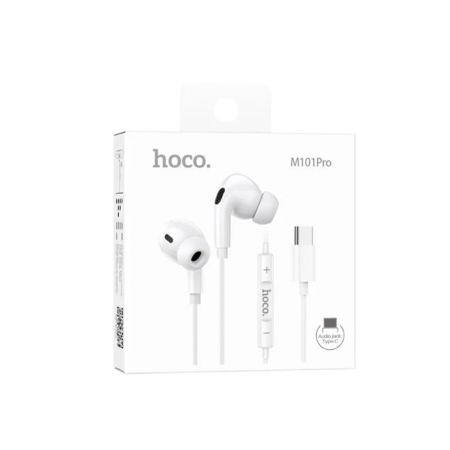 Casti - Hoco (M101 Pro) » Casti cu Fir, In Ear, USB-C, 1.2m cablu, Digital Mic, WHITE