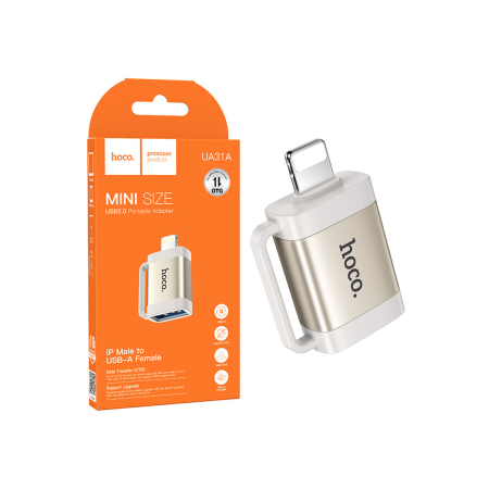 Adaptor OTG - Hoco (UA31A) - Adaptor OTG Transfer, USB-A la Lightning, Gray